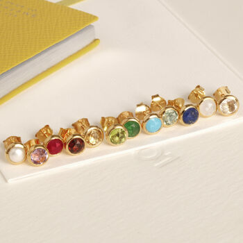 Birthstone Studs In 18ct Gold Vermeil Plated, 4 of 12