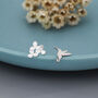 Sterling Silver Mismatched Hummingbird And Hydrangea Flower Stud Earrings, thumbnail 4 of 10