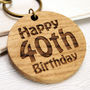 Personalised 'Happy Birthday' Wooden Keyring, thumbnail 2 of 5