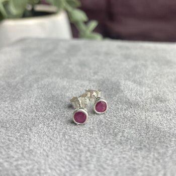 Ruby And Sterling Silver Stud Earrings, 2 of 2