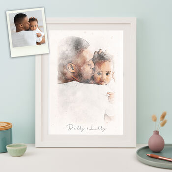 Daddy And Me Watercolour Portrait Print, 3 of 6