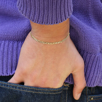 Men's 18ct Gold Plated Curb Chain Bracelet, 2 of 3