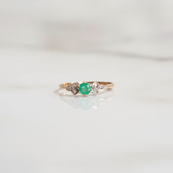 Vintage Ida Emerald And Diamond Ring, 3 of 6