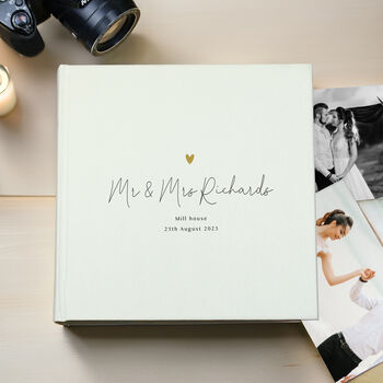 Personalised Gold Heart Couples Square Photo Album, 3 of 7