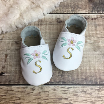 Personalised Embroidered Flower Baby Shoes, 4 of 9