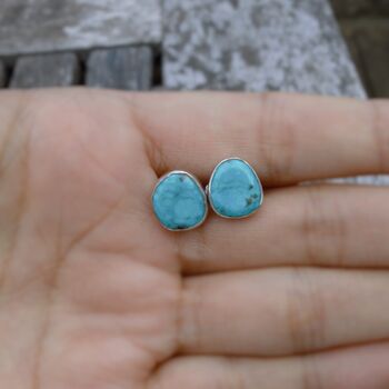 Turquoise Sterling Silver Stud Earrings, 3 of 7