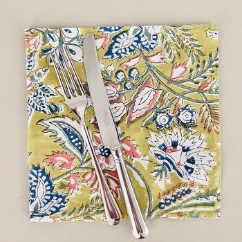 Pair Of Cotton Napkins In Lime Grove Print, 4 of 4