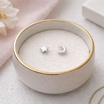 Sterling Silver Mini Star And Moon Stud Earrings, 4 of 7