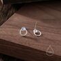 Moonstone Double Circle Stud Earrings Sterling Silver, thumbnail 4 of 10