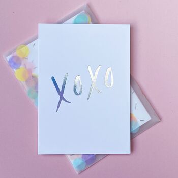 Hugs And Kisses 'Xoxo' Foil Card With Confetti Envelope, 2 of 5