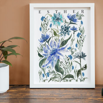 September Asters Birth Flower Print And Name, 4 of 5