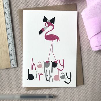 Pink Flamingo 'Happy Birthday' Card, 8 of 9