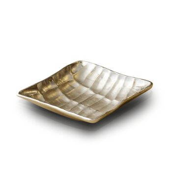 Hammered Square Brass Tray In Silver Finish, 2 of 2