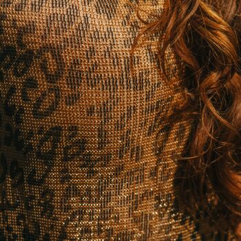 Leopard Print Viscose Metallic Kimono Beach Coverup, 4 of 5