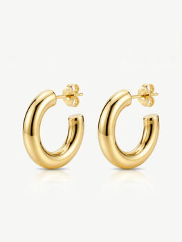 Thick Small Hoop Earrings In 18k Gold, Minimalist Women's Jewellery, 6 of 6