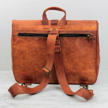 Convertible Roll Top Leather Backpack Satchel, 11 of 12