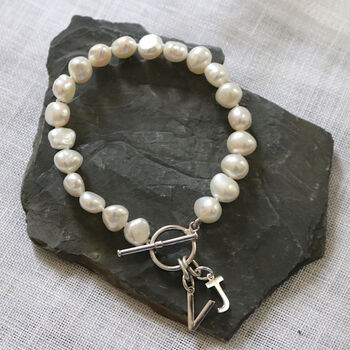 Freshwater Pearl Bracelet With Silver Initial, 4 of 4