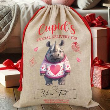 Personalised Valentine Animal Love Heart Cupid Sack, 8 of 12