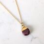 July Birthstone Tumblestone Necklace, Ruby, Gold Plated, thumbnail 1 of 6