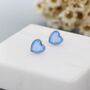 Blue Opal Heart Stud Earrings In Sterling Silver, thumbnail 4 of 7