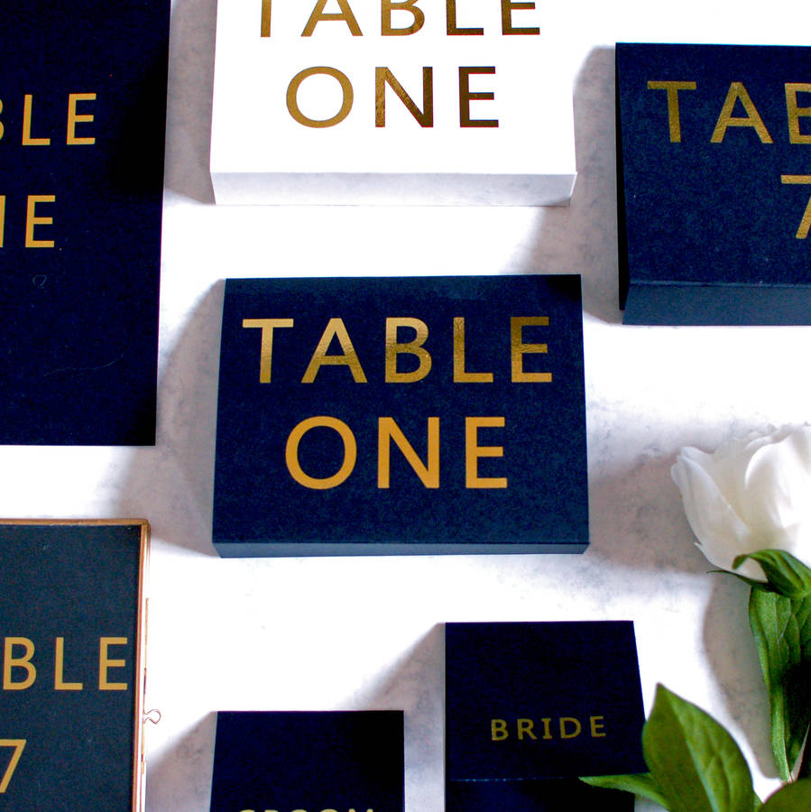 black and gold wedding table name/number free standing by made with