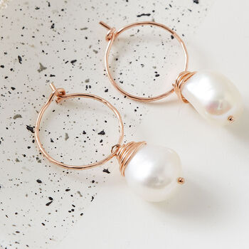 Baroque Pearl Hoop Earrings, 7 of 10