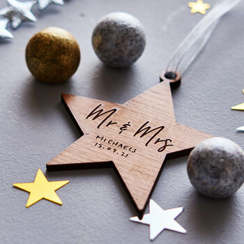Personalised Couples Christmas Star Decoration, 2 of 2