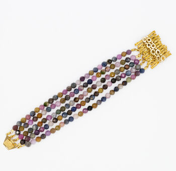 Multicolour Ruby Gemstone Five Row Bracelet, 2 of 4