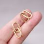 Gold Double Link Chain Earrings, Paperclip Earrings, Hanging Hoops, thumbnail 1 of 7