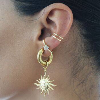 Gold Plated 925 Sterling Silver Flower Ear Climber Cuff, 5 of 9