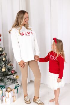 Christmas Mini Est Personalised Embroidered Sweatshirt Jumper With Optional Matching Mama, 12 of 12