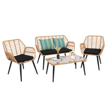 Outdoor Wicker Rattan Chair Patio Furniture Set, 6 of 12
