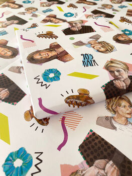 90s Romcom Wrapping Paper – Iconic Hair Style Gift Wrap, 3 of 9