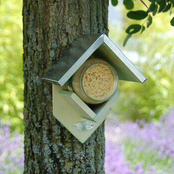 Pine Peanut Butter Bird Feeder With Zinc Roof 19.5cm, 2 of 5