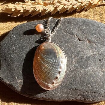 Statement Sterling Silver Necklace With Shell And Pearl, 2 of 5
