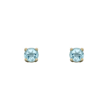 Mini 9ct Gold March Birthstone Stud Earrings, 3 of 7