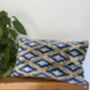 Velvet Blue, Yellow And Beige Cushion Cover, thumbnail 1 of 7