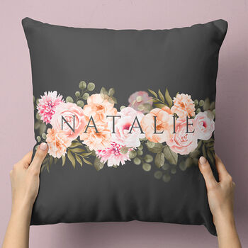 Personalised Floral Name Cushion, 3 of 7
