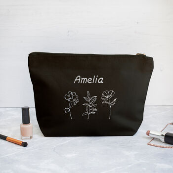 Personalised Embroidered Black Make Up Bag, 2 of 3
