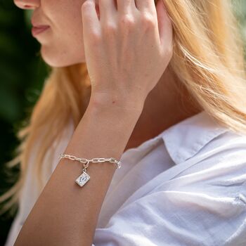 Sterling Silver Chunky Oval Link Charm Collector Bracelet, 3 of 6