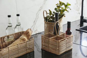 Natural Rattan Table Storage Basket With Divider, 3 of 4