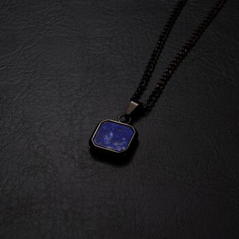 Lapis Lazuli Stone Pendant For Men, Black Pendant Necklace, 2 of 10