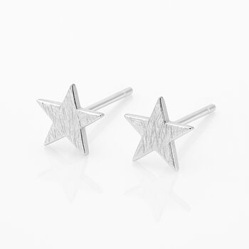 Sterling Silver Textured Star Stud Earrings – 8mm, 3 of 9