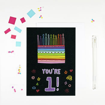 Children's Rainbow Cake Birthday Cards, 2 of 11