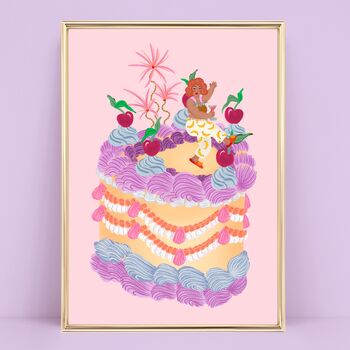 Colourful Fruit Cocktail Cake Personalised Art Print, 7 of 9