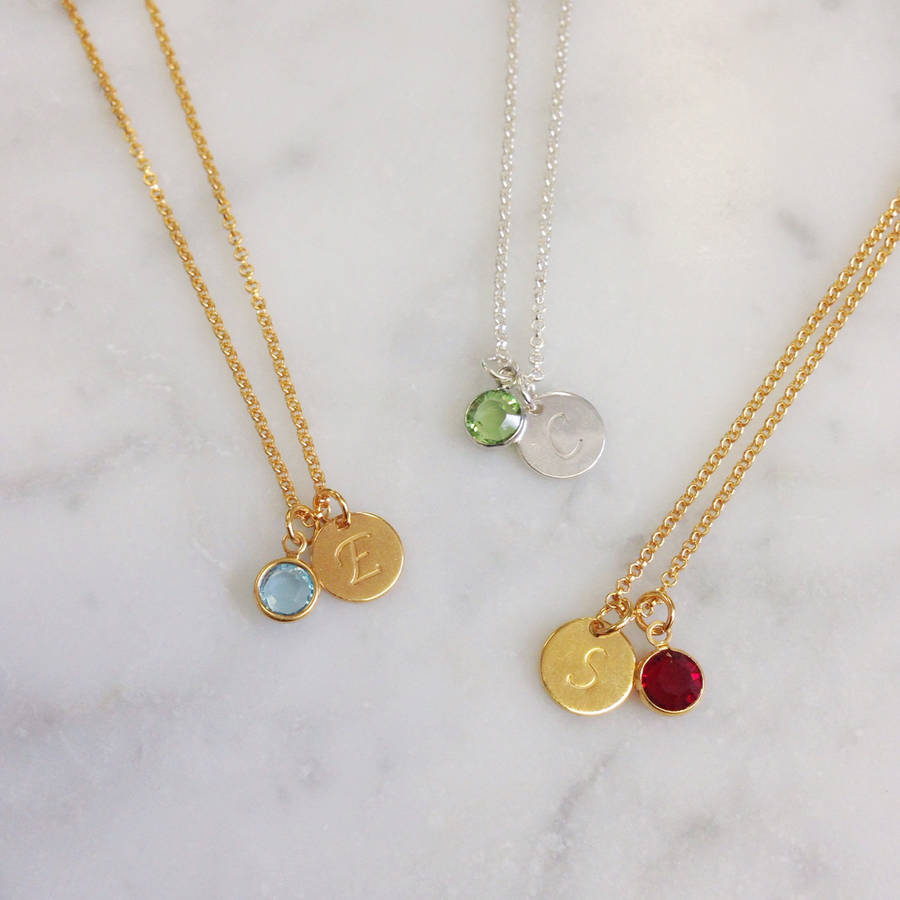 Initial Birthstone Necklace Sets By Anna Lou of London