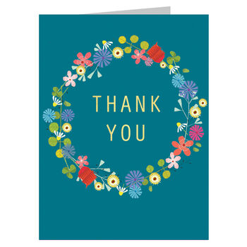 Mini Gold Foiled Floral Thank You Card, 2 of 4