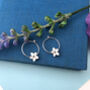 Thank You Teacher Sterling Silver Mini Textured Flower Hoop Earrings, thumbnail 10 of 12