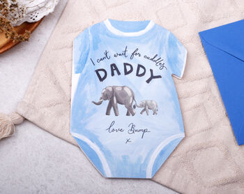 1st Father's Day From Bump Card With Blue Baby Grow Design, 5 of 6