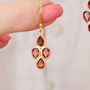 Garnet Diamond Shaped Gold Plated Drop Earrings, thumbnail 6 of 11